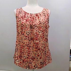 Kenneth Cole Reaction Pink & Brown Print Sleeveless Top Size M